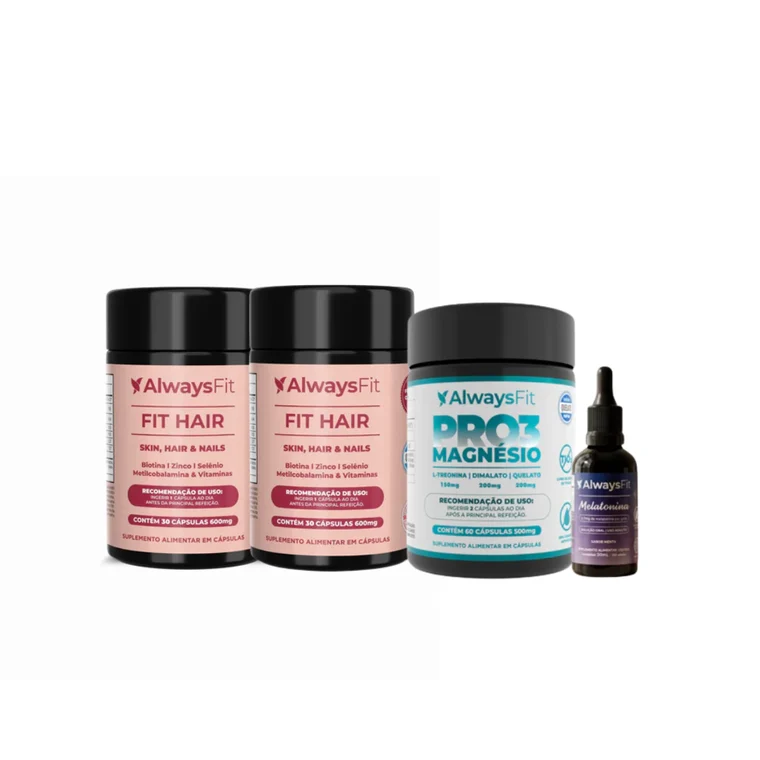 Kit Fit Hair + Magnésio + Melatonina — 2 Fit Hair, Pro3 Magnésio e Melatonina