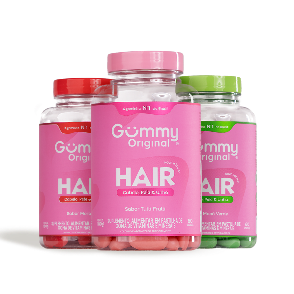 Gummy Hair Mix de Sabores - 3 potes